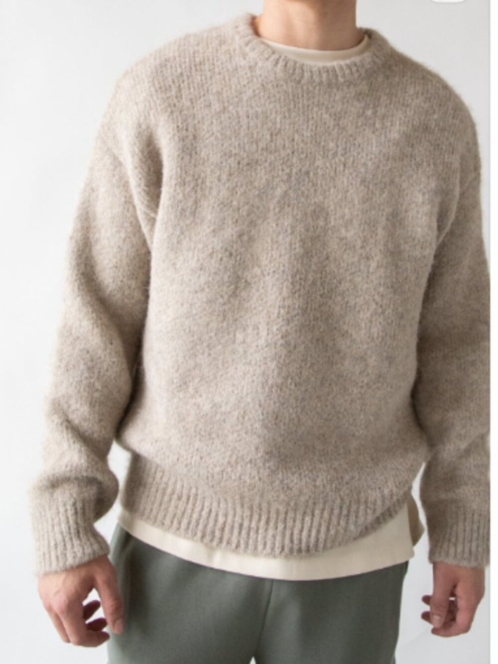 Oak + Fort Beige Crewneck Sweater in Medium
